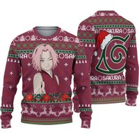 Haruno Sakura Nrt Anime Xmas Ugly Christmas Knitted Sweater