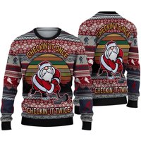 Hockey Checking It Once Checking It Twice Ugly Christmas Sweater, Ugly Christmas Sweater