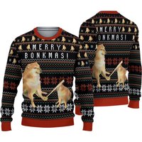 Cheems Doge Meme Ugly Christmas Sweater, Merry Bonkmas Sweater