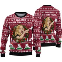 Christmas Cat Woman Meme Ugly Sweater, My Sweater Uglier Than Yours Shirt