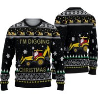 Santa Driving Excavator Christmas Sweatshirt, Im Digging Christmas Ugly Sweater