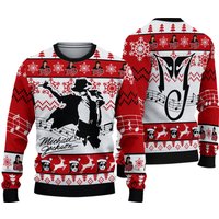 Michael Jackson Graphic Snowflakes Ugly Christmas Sweater Full Sizes Xs-5xl