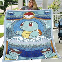 Usa Made Personalized Squirtle Blanket Squirtle Gift Manga Cartoon Gift