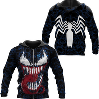 Venom Cosplay Hoodie, 3d Zip Hoodie