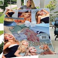 Pop Female Singer Sabrina Carpenter Fleece Blankets, Holiday Gifts, Home Decor Gifts