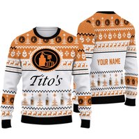 Custom Titos Vodka Christmas Ugly Sweater, Vodka Xmas Sweater