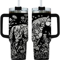 Horse & Flowers Tumbler Horse Lover, Engraved Tumbler, 40oz Tumbler Full