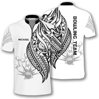 White Tribal Custom Bowling Jerseys For Men, Custom Name Team Bowling Shirt