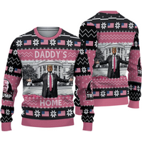 Trump Christmas Ugly Sweater, Humorous Trump Daddy's House Christmas Sweater