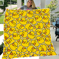 Cute Rubber Ducky Fleece Blanket Yellow Cartoon Duck
