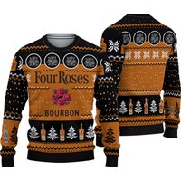 Four Roses Bourbon Christmas Ugly Sweater, Beer Christmas Ugly Sweater Knitted
