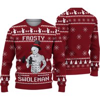 Frosty Swoleman Ugly Christmas Sweater, Funny Snowman Gym Swater