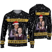 Custom Matt Poitras David Pastrk Boston Ice Hockey Ugly Christmas Sweater