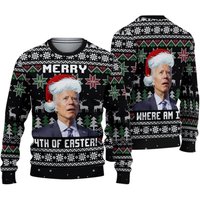 Merry 4th Of Easter 3d Ugly Sweater, Biden President Santa Ugly Christmas Sweater