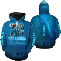 God Zilla 1954 – 2024 70th Anniversary Thank You 3d Hoodie