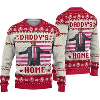 Daddys Home Ugly Sweater, Trump President Christmas Sweater,
