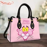 Pink Panther Cute Leather Handbag, Pink Panther Cutewoman Handbag