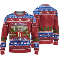 Trump I'll Be Home For Christmas Ugly Sweater, President Trump 45 47
