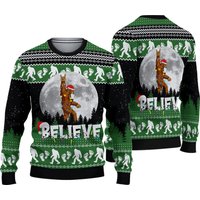 Ugly Christmas Sweater, Funny Sasquatch Xmas Sweater, Camping Holiday Sweater