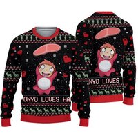 Studio Ghibli Ponyo Loves Ham Miyazaki Ugly Christmas Sweater