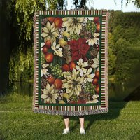 Magnolia Poinsettia Helen Vladykina Woven Blanket