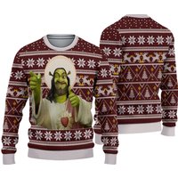 Funny Shrek Jesus Ugly Sweater, Christmas Shrek