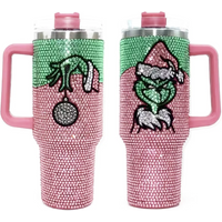 40oz Rhinestone Bling Tumbler Christmas, Colored Bling Tumbler Christmas