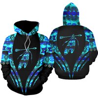 Blue Pattern Feather Native American 3d Hoodie