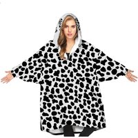 Cute Cow Sherpa Blanket Hoodie, Christmas Gift Oversize Blanket Hoodie