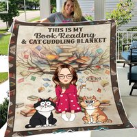 Book Reading & Cat Cuddling Blanket - Personalized Blanket