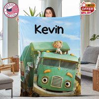 Personalized Trash Truck Blanket - Birthday Gift