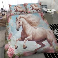 Horse Duvet Cover Bedding Set, Wild Horses Quilt Cover Bedding Set