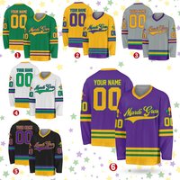 Personalized Mardi Gras Hockey Jersey, Custom Name Mardi Gras Hockey Jersey