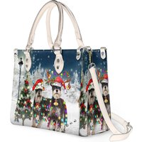 Miniature Schnauzer Leather Handbag, Custom Leather Handbag, Christmas Woman