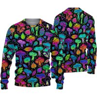 Mushroom Neon Bright With Leaf Ugly Christmas Sweater