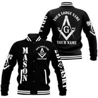 Custom Black And White Freemason Masonic Symbol, 3d Baseball Jacket