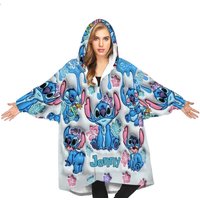 Ohana Means Family Personalized Ohana Blanket Hoodie, Blue Monster Inflated Hooded Blanket