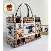 Cow Pattern Personalized Leather Handbag, Cow Pattern Vintage Handbag
