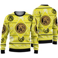 Yellow Ranger Power Ugly Christmas Sweater, Power Ranger Christmas Sweater