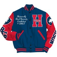 Bison University Varsity Jacket, Hbcu Est. 1881 Blue Red Veritas Et Utilitas Baseball Jacket