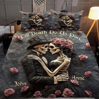 Till Death Do Us Part Personalized Skull Bedding Set For Couple