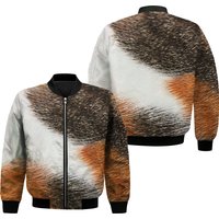 Calico Cat Fur Print Bomber Jacket