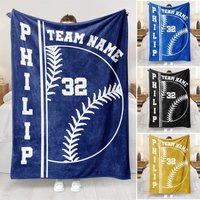Personalized Baseball Team Blanket: Custom Name & Number, Personalized Blanket