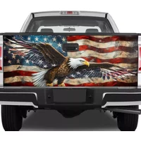 Us Flag Eagle Graphic Vinyl Truck Tailgate Wrap, Eagle Truck Tailgate Decal