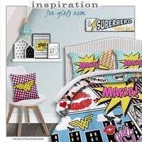 Personalized Girls Superhero Bedding Set