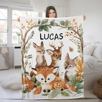 Woodland Baby Blanket, Forest Animal Baby Blanket, New Baby Gift, Woodland Animal Blanket