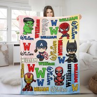Personalized Super Hero Blanket, Super Hero Sherpa Blanket, Custom Hero Blanket