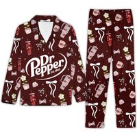 Dr Pepper Valentine Pajamas Set, Soda Pink Bows Fleece Pajamas