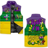 Mardi Gras Pour Me Sleeveless Puffer Jacket