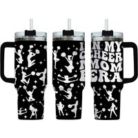 40 Oz Cheer Mom Tumbler With Handle - Tumbler With Lid And Straw